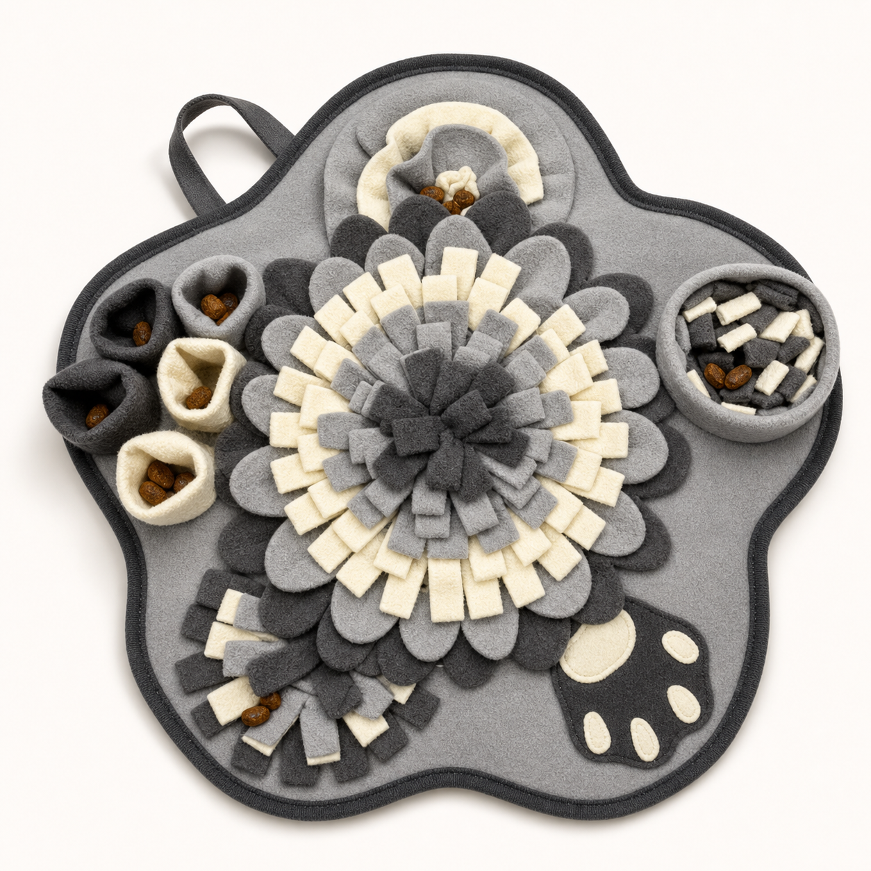 The Calm-Down Mat in Stone, paw-shaped snuffle mat
