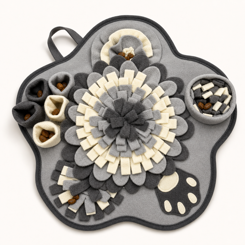 The Calm-Down Mat in Stone, paw-shaped snuffle mat